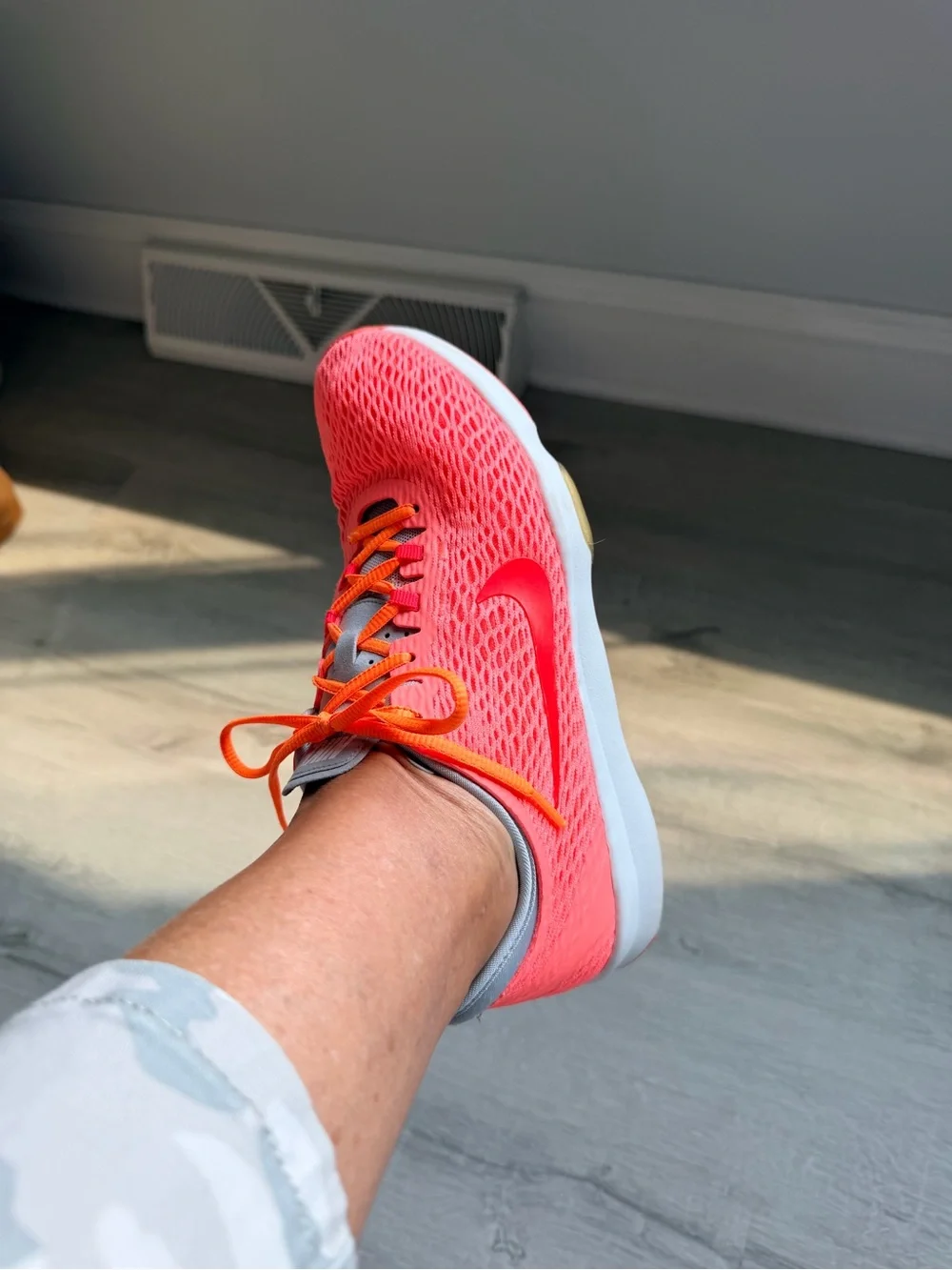 Nike Women's Coral and Orange Mesh Running Shoes